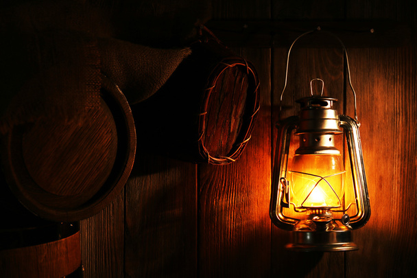 Lantern hanging on hook - Φωτογραφία, εικόνα