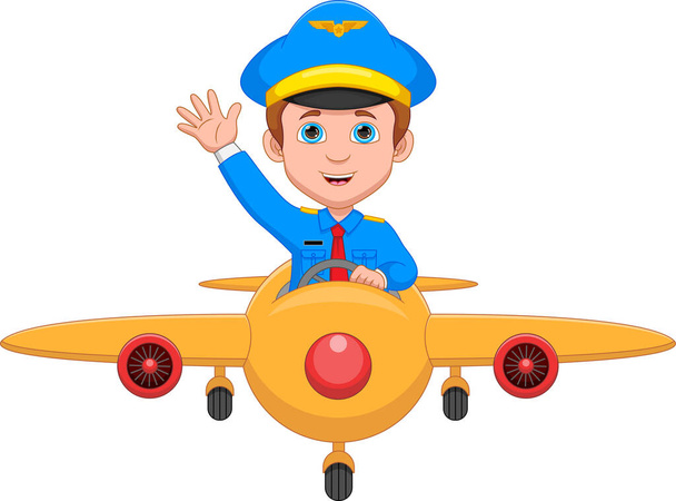 kreslený mladý pilot na koni letadlo - Vektor, obrázek