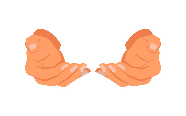 Даючи або беручи, тримаючи жест рук на лицьовій стороні. Ізольовані невербальні знаки та спілкування за допомогою символів, сформованих гербом. Вектор у плоскому стилі
 - Вектор, зображення