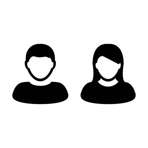 Іконка користувача Векторний чоловічий і жіночий профіль аватара для бізнесу в плоскій кольоровій піктограмі знак ілюстрація
 - Вектор, зображення
