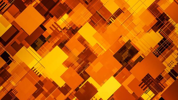 Абстрактні шпалери коричневих, помаранчевих і жовтих плоских квадратів., 3D модель та ілюстрація
. - Фото, зображення