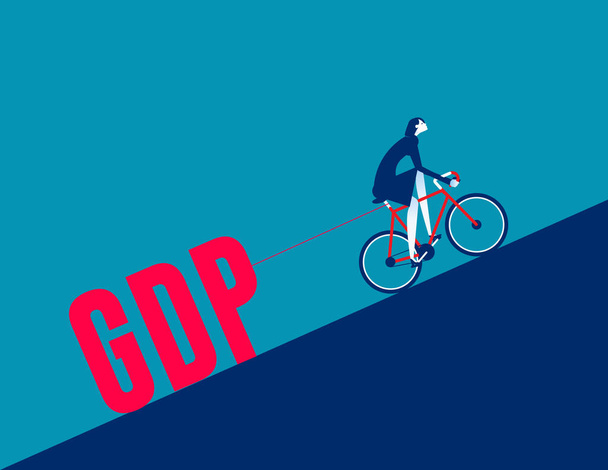 Empresario tirando del PIB con bicicleta. Ilustración del vector empresarial - Vector, imagen