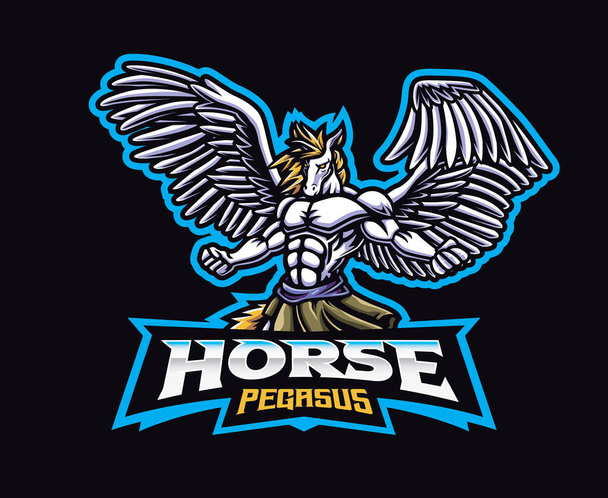 Pegasus man mascot logo design. Vector illustration pegasus man. Logo illustration for mascot or symbol and identity, emblem sports or e-sports gaming team - Vector, Image