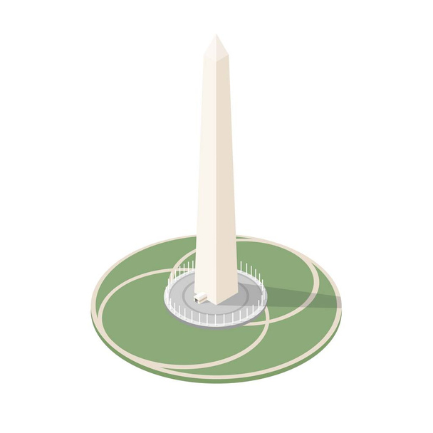 Monumento a Washington famoso edificio americano hito ilustración vector isométrico - Vector, imagen