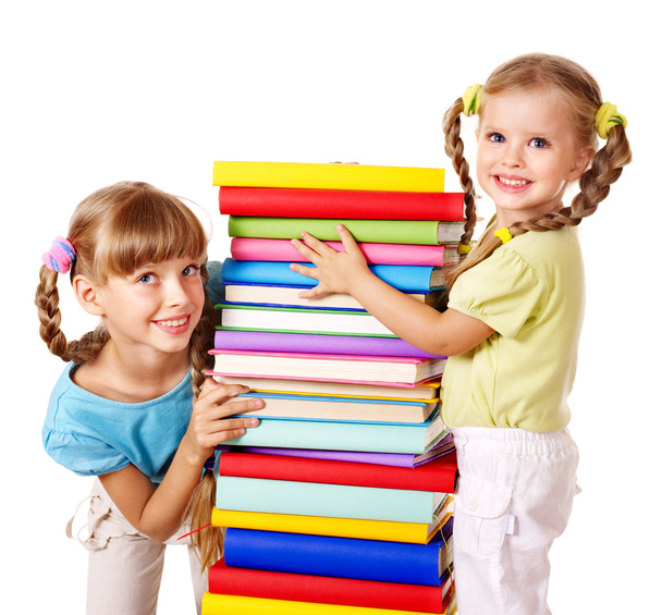 Children reading stack of book. - Photo, Image