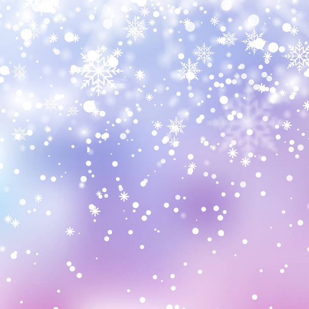 Happy New Year or Xmas sky background with falling snowflakes. Vector illustration - Vektor, Bild