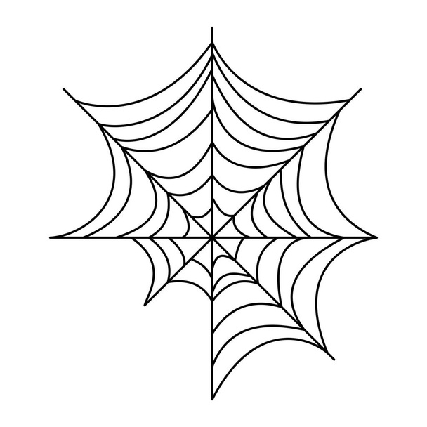 Spinnenweb. Halloween met de hand getekend spinnenweb. Vector illustratie geïsoleerd op wit. - Vector, afbeelding