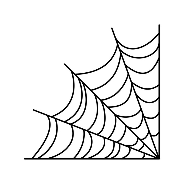 Spinnenweb. Halloween met de hand getekend spinnenweb. Vector illustratie geïsoleerd op wit. - Vector, afbeelding