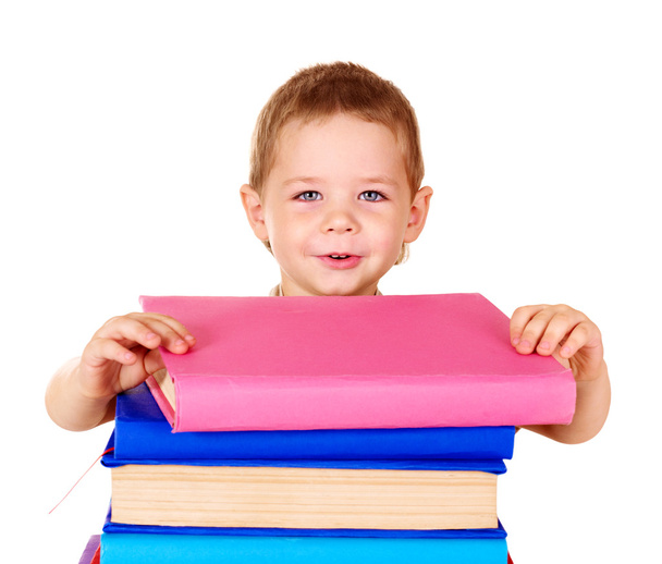 Child holding stack of books. - Photo, Image