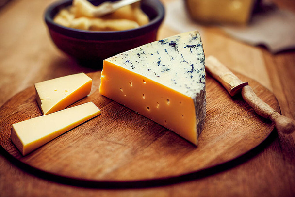 cheese set on wooden table, closeup - Fotografie, Obrázek