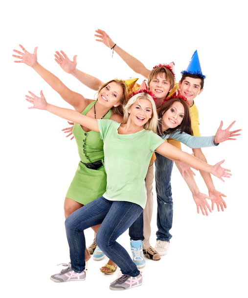 Grupo de jovens em chapéu de festa
. - Foto, Imagem
