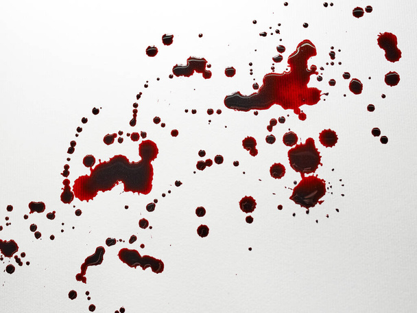 Red blood splashes. Halloween, blood donation, murdering concept - Photo, Image