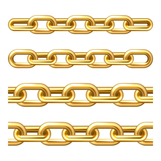 Ρεαλιστική επιχρυσωμένη μεταλλική αλυσίδα με χρυσούς κρίκους που απομονώνονται σε λευκό φόντο. Εικονογράφηση διανύσματος - Διάνυσμα, εικόνα