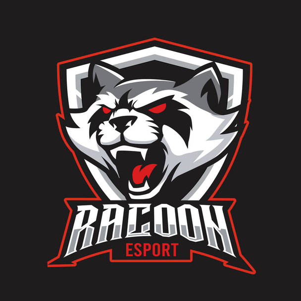 racoon mascot gaming logo illustration - Vector, Image