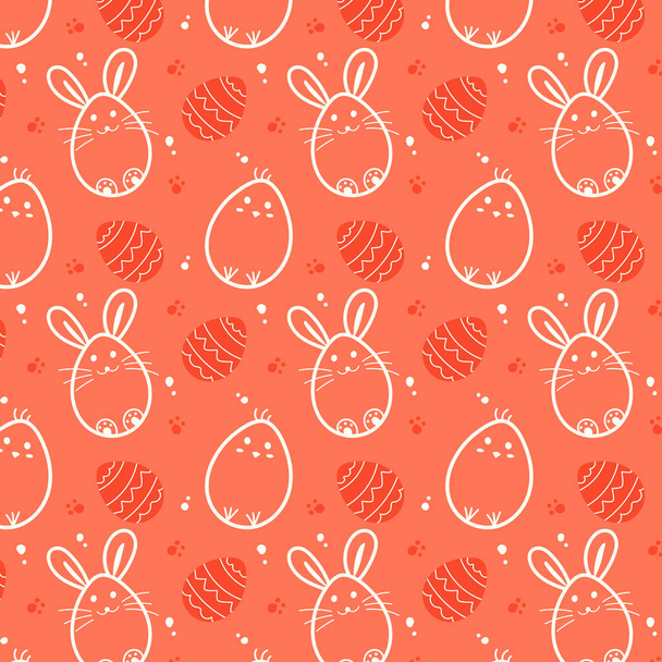 seamless pattern with cute rabbits and eggs - Vektor, Bild