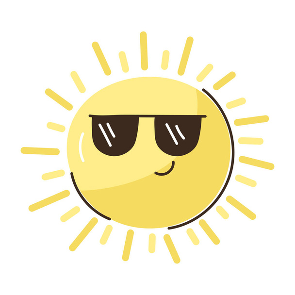 sun and sunglasses cartoon vector illustration graphic design - Vettoriali, immagini