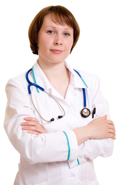 Woman doctor on a white background. - Zdjęcie, obraz