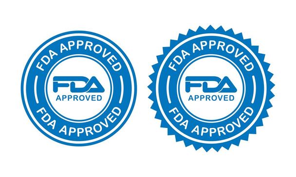 FDA logo rozet simgesini onayladı. Ürün etiketi ve tüketici bakımı için bu tasarım - Vektör, Görsel