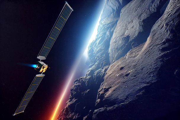 Misja testowa odkształcenia asteroidów DART. Elementy tego obrazu dostarczone przez NASA. 3d renderowanie - Zdjęcie, obraz