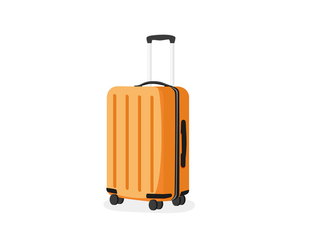 Yellow big suitcase. Travel concept. Flat vector icon on white background. - Vetor, Imagem