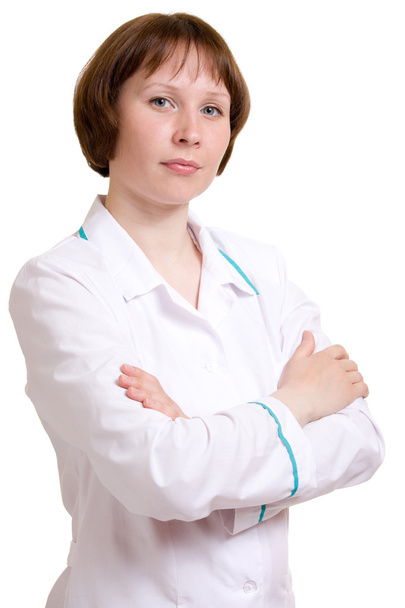 Woman doctor on a white background. - Zdjęcie, obraz
