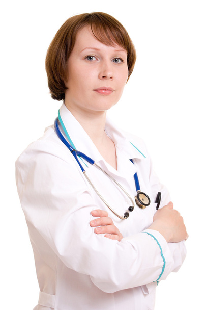 Woman doctor on a white background. - Фото, изображение