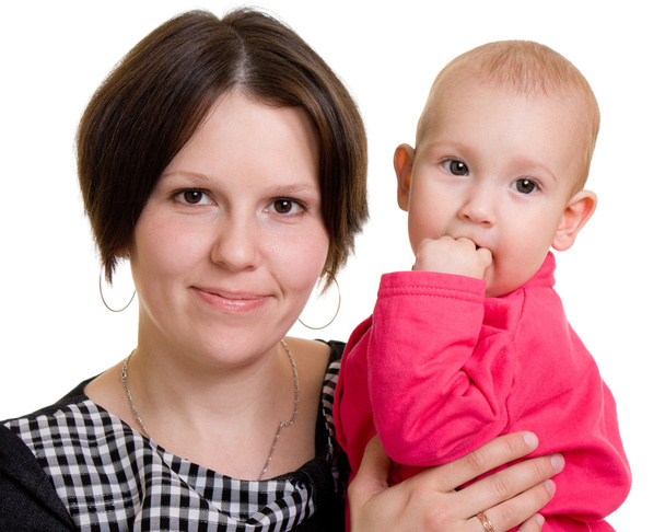 Mother with a baby on a white background - Foto, immagini