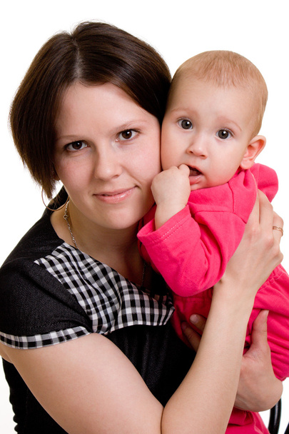 Mother with a baby on a white background - Foto, Imagen