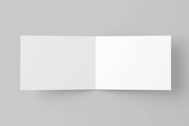 A4 A5 A6 Landscape Folded Invitation Card With Envelope 3D Rendering White Blank Mockup For Design Presentation - Valokuva, kuva