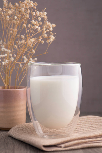 beverage milk , favorite menu fresh milk drink on morning - Foto, afbeelding