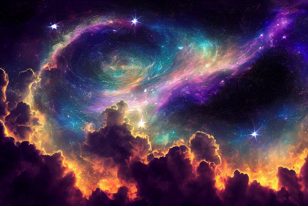 Έναστρος νυχτερινός ουρανός και γαλαξίας με αστέρια και διαστημική σκόνη, στο σύμπαν - Φωτογραφία, εικόνα