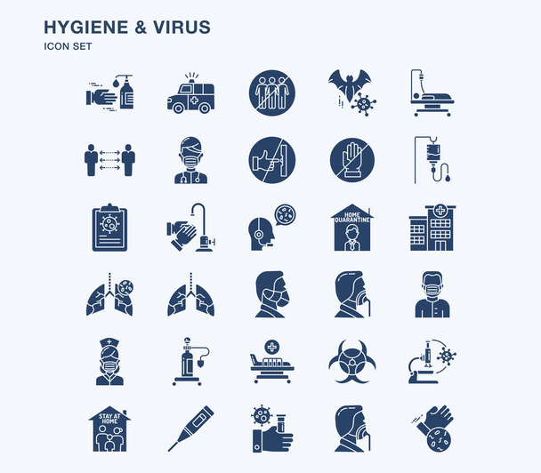 set of vector icons for hygiene and virus - Vector, Image