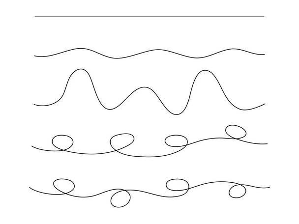 Collezione di linee disegnate a mano. Linea d'onda orizzontale impostata. Vettore isolato su bianco. - Vettoriali, immagini