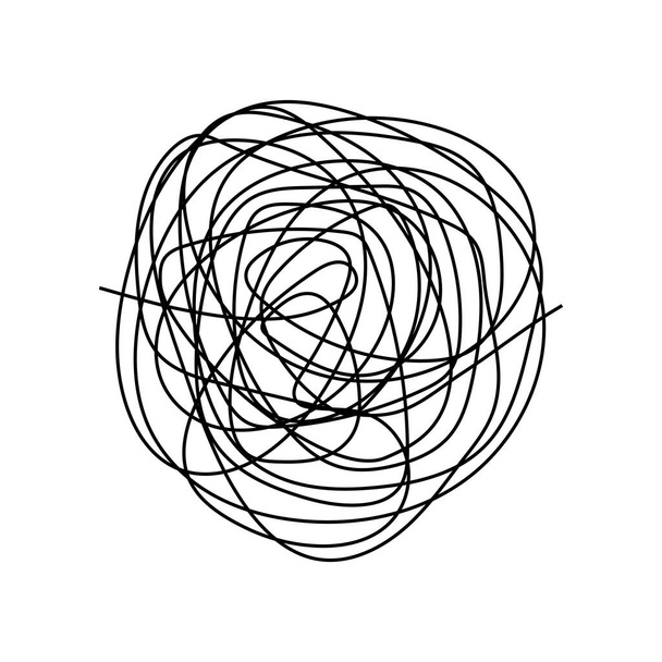 Abstract line doodle scribble. Hand drawn chaotic tangled circle. Vector isolated on white. - Vector, Image