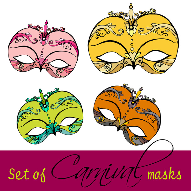 σύνολο Καρναβάλι μάσκες - Διάνυσμα, εικόνα