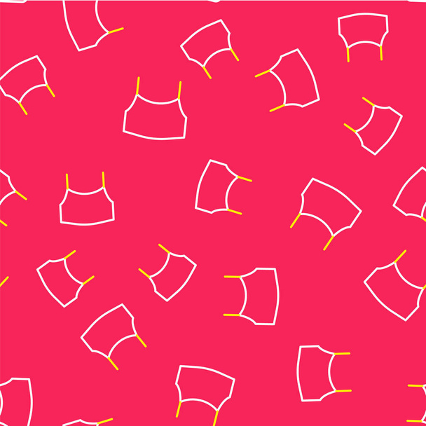 Line Female crop top icon isolated seamless pattern on red background. Undershirt. Vector. - ベクター画像
