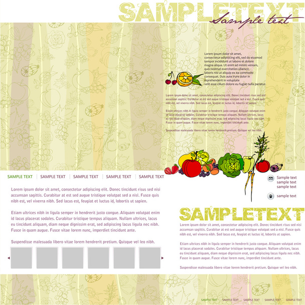 Шаблон сайта с фруктами и овощами
 - Вектор,изображение