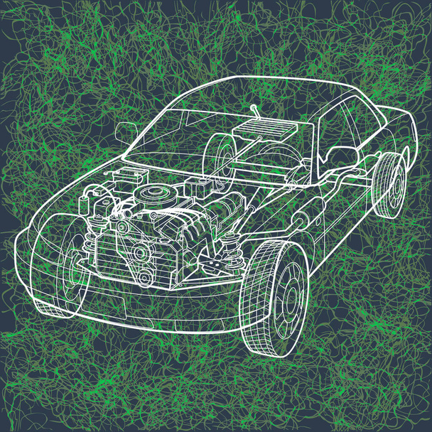 generic automotive car line art on textured background - Vector, Imagen