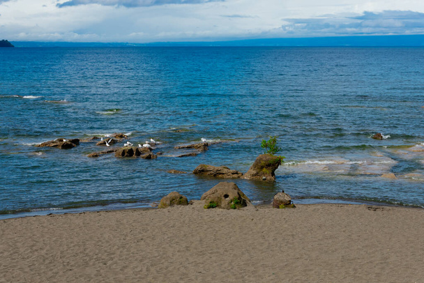 View of Llanquihue Lake and the beach. Frutillar Bajo, Chile - Photo, Image