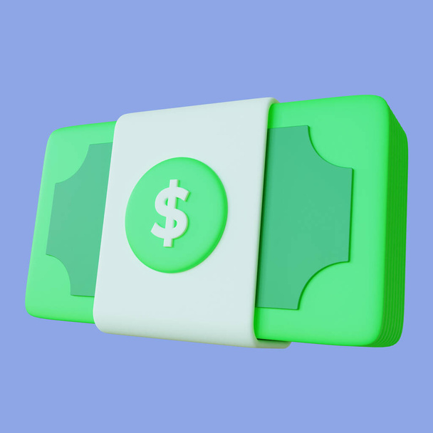 Stylizowane 3D Cash Money Illustration - Zdjęcie, obraz