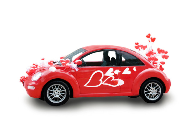 piros autó szívvel - Fotó, kép