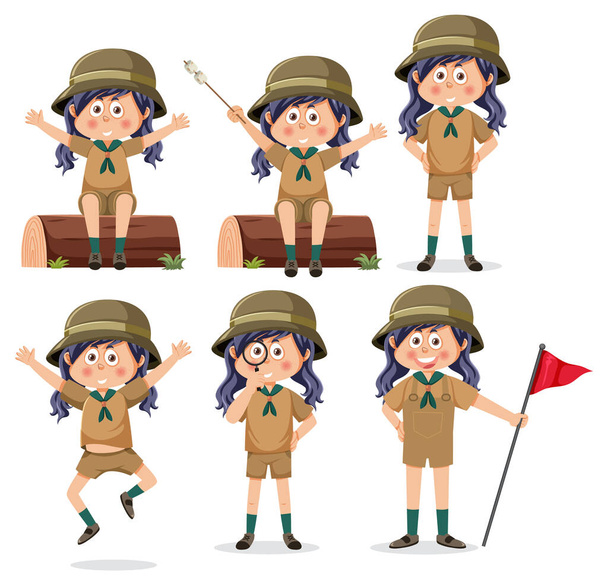 Illustration des enfants en tenue de camping
 - Vecteur, image