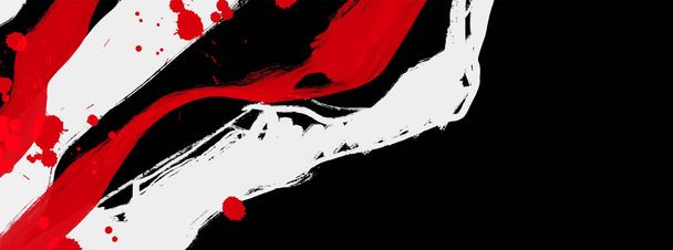 Black white red ink brush stroke. Japanese style. Vector illustration of grunge wave stains.Vector brushes illustration. - Vektor, kép