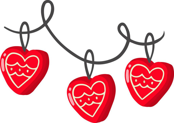 Coração desenhado à mão em forma de Natal Cookies ilustração isolada no fundo - Vetor, Imagem