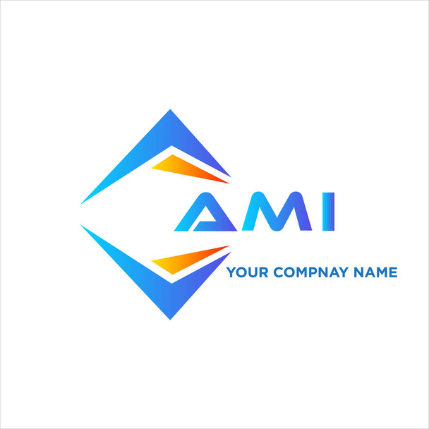 白を基調としたAMI抽象技術ロゴデザイン。AMIクリエイティブイニシャルレターロゴコンセプト. - ベクター画像