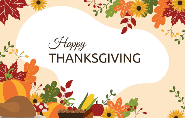Happy Thanksgiving Day Essen Hintergrund Danksagung - Vektor, Bild