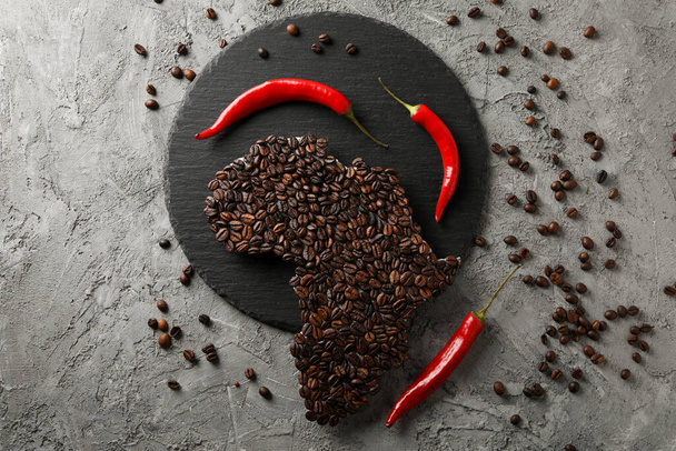 Shape of Africa continent made of coffee beans - Photo, image