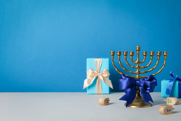 Konzept des jüdischen Feiertags, Chanukka, Draufsicht - Foto, Bild