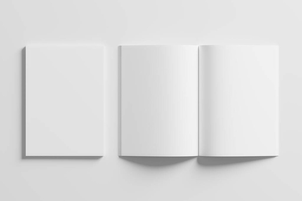 A4 A5 Magazine Brochure 3D Rendering White Blank Mockup For Design Presentation - Foto, Imagem