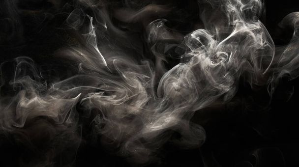Black gray smoke abstract background, acrylic paint underwater explosion, swirling ink - Zdjęcie, obraz